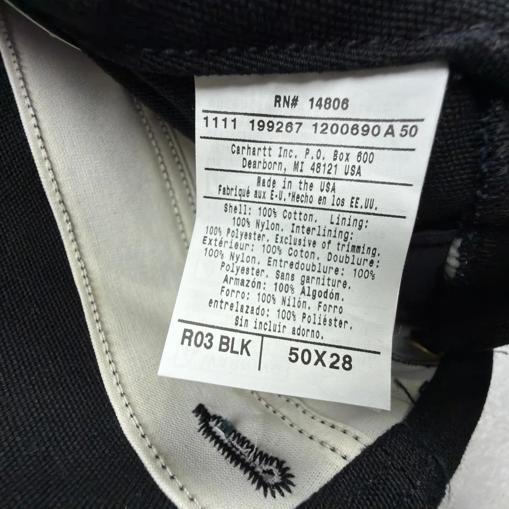 Carhartt Arctic Quilt Lined Bibs Overalls Mens 50x28 R03 BLK Black NWT NOS - Picture 9 of 10